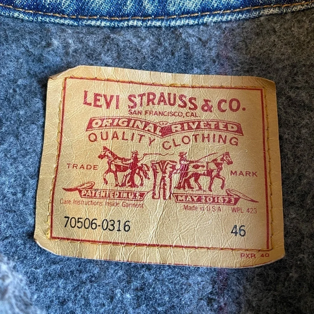 Vintage 80s Levi’s 70506-0316 Blanket Lined Trucker Jacket Made in USA Size 46
